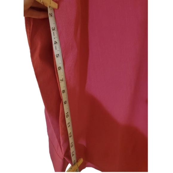 Michael Kors Pinkish Red Pinstriped Button Down Mens L - Picture 8 of 9